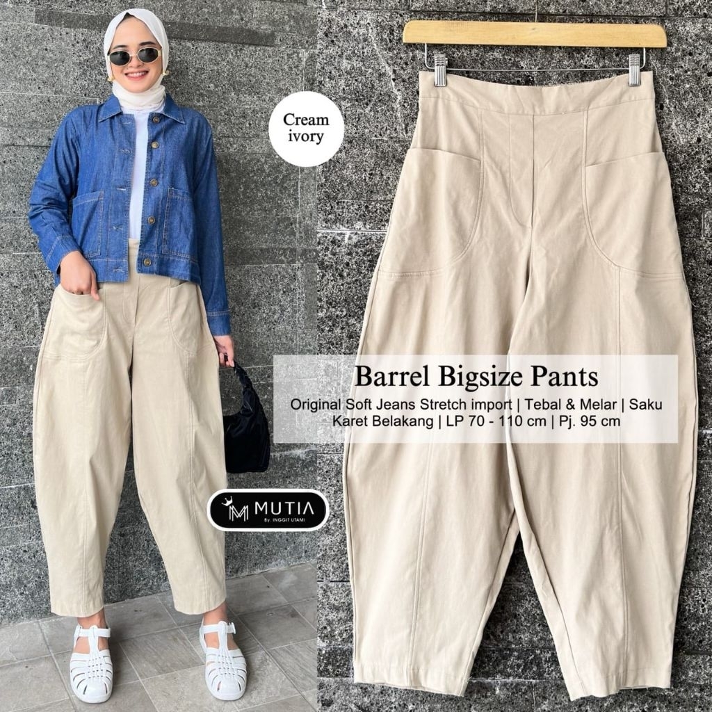 100% ORI barrel bigsize pants by mutia - celana katun jumbo - hinata pants by qaisara / joger pants