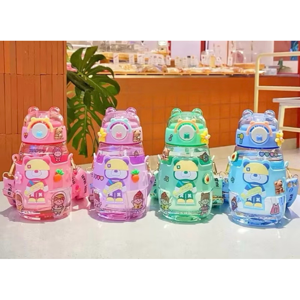 BOTOL MINUMAN ANAK FREE SEDOTAN PLUS TALI GANTUNGAN 1955 / Botol Minum Anak -Botol