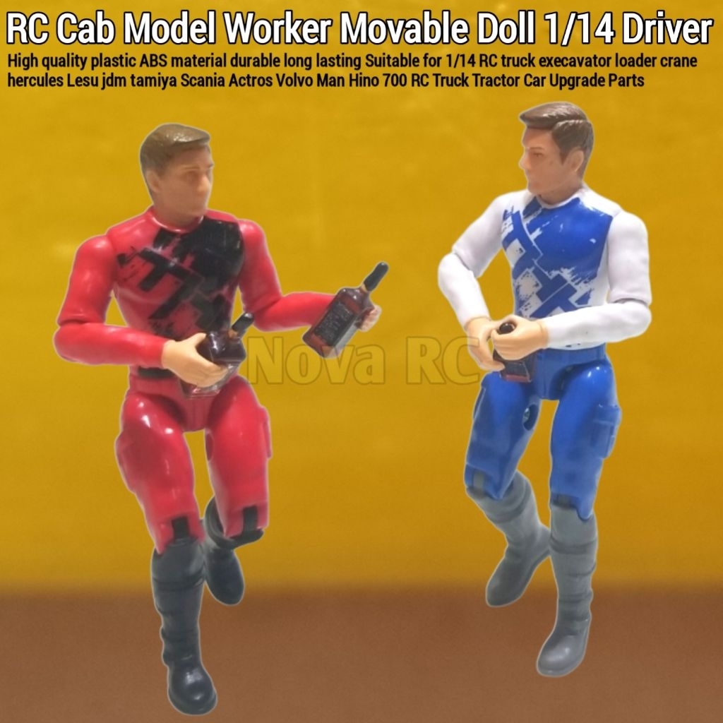 Boneka pengemudi untuk kabin shell RC truk crane loader eksavator 1/14 hercules lesu tamiya Scania V