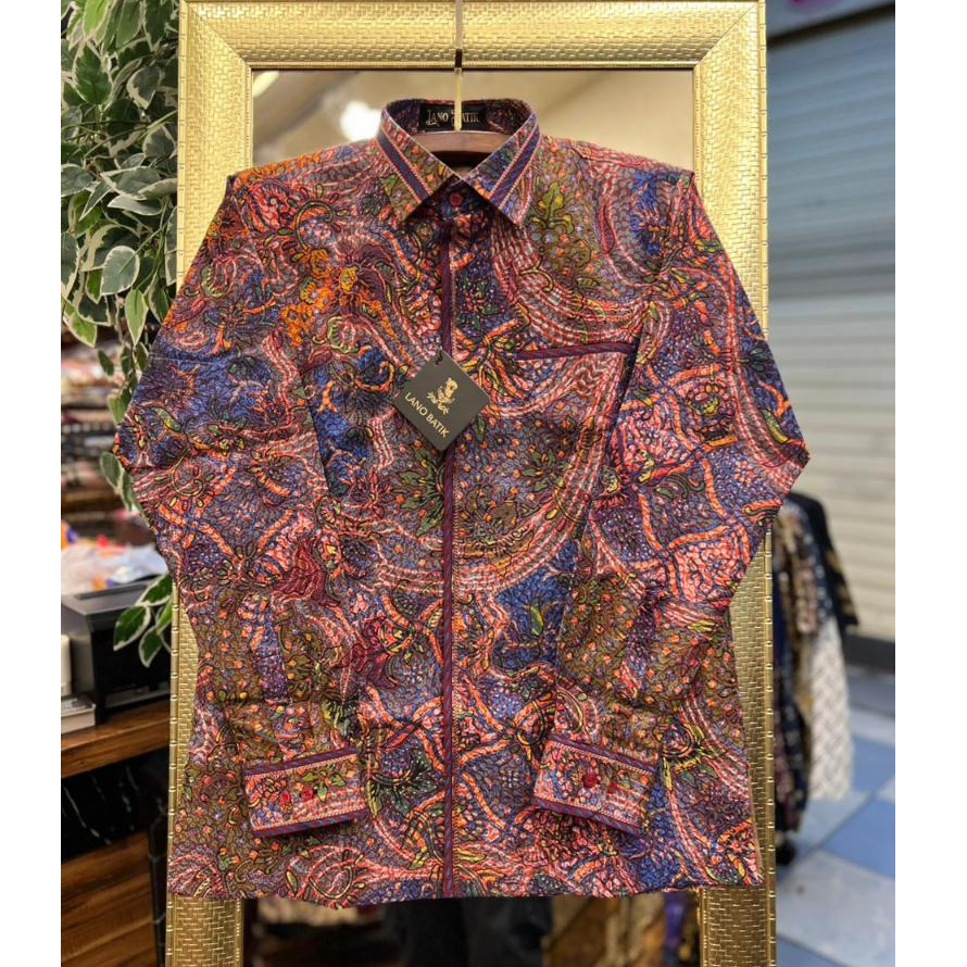 Lano Batik Semi Jas - Kemeja Batik Smock Semi Jas - Mural - Batik Dobby - Baju Batik Pria - Kemeja B