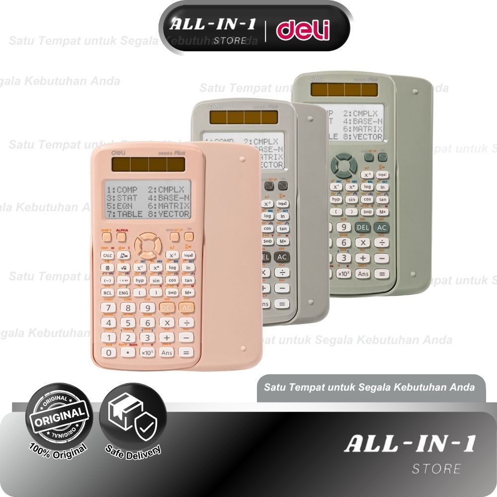 Deli ED991ES Kalkulator Ilmiah 417 Fungsi Scientific Calculator Warna Green, Pink dan Silver