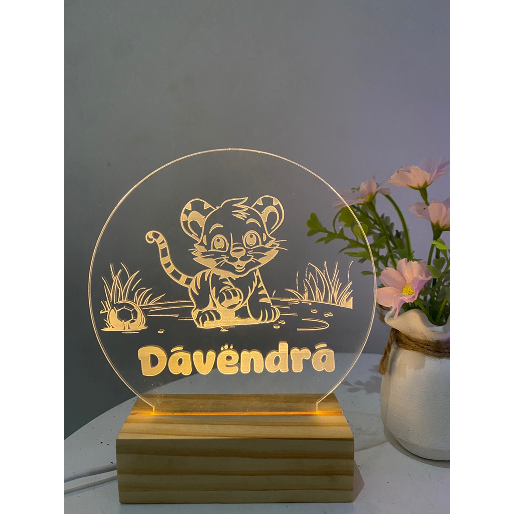 Custom Lampu Akrilik Ukir Nama Lampu Hias Lampu Tidur Grafir Mesin