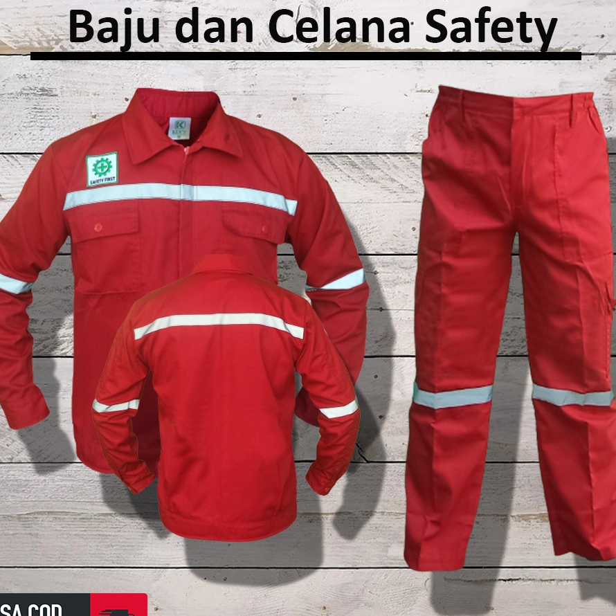 Baju Wearpack Safety Setelan Merah Polos dan Celana Merah Seragam Proyek K3/Setelan baju celana imj 