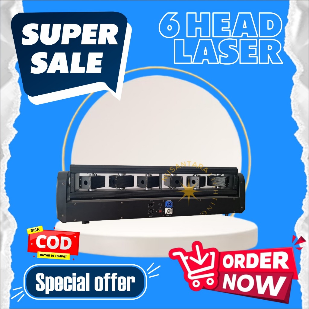 Laser 6 Head RGB Laser / 6 Head RGB Laser / Laser Panggung Kepala 6 / Lampu Pesta Efek Pencahayaan /