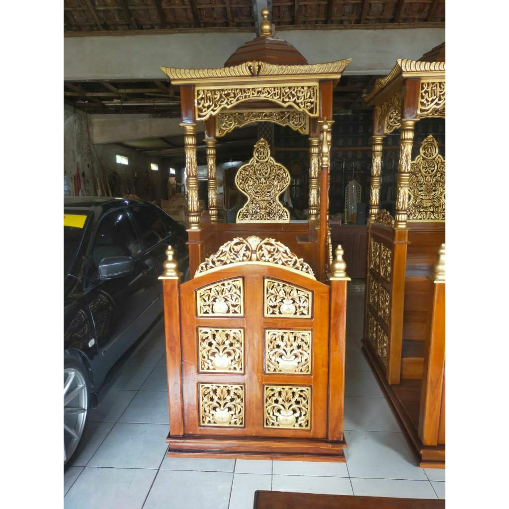 MIMBAR MASJID UKIR JATI / MIMBAR KUBAH JATI / MIMBAR JATI CUSTOM