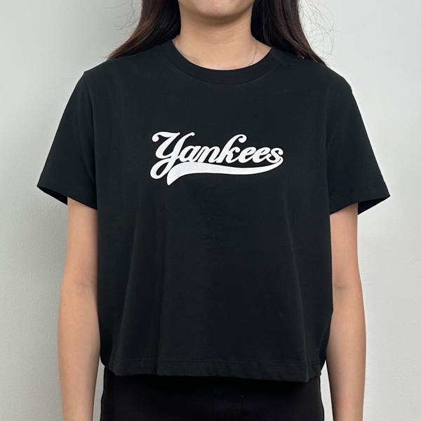 Kaos MLB YANKEES SIGNATURE WHITE BLACK CROP 100% ORIGINAL