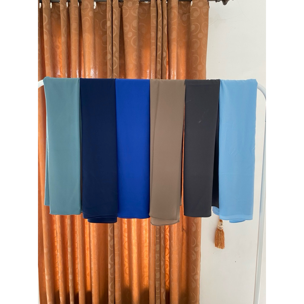 Jilbab Segi Empat Diamond Crepe Preloved - Tosca, Navy, Biru, Coklat, Abu, Baby Blue | Hijab Polos E