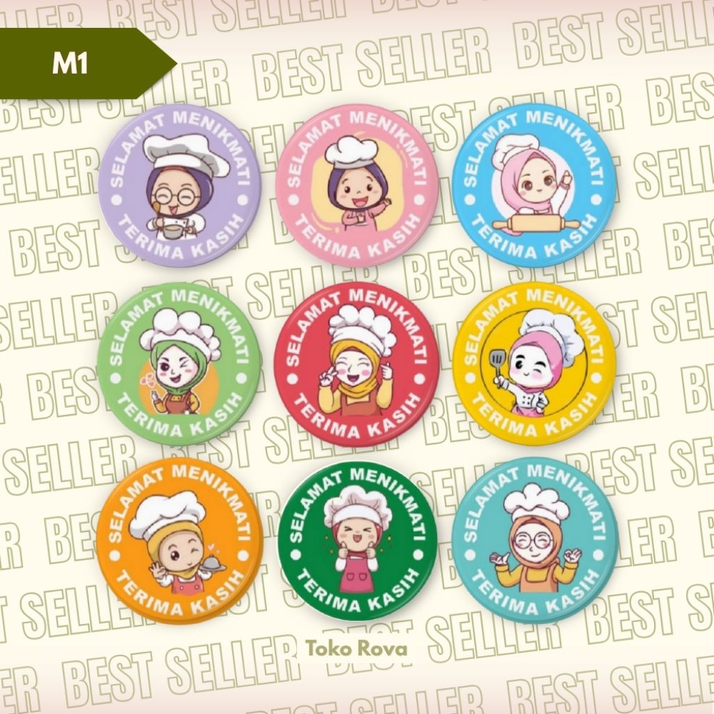 (100pcs) Stiker Bulat Selamat Menikmati | Stiker Terimakasih | Stiker Kue | Stiker Lucu | Stiker Mur