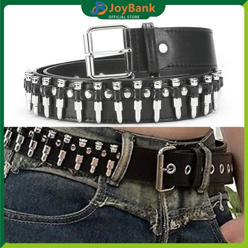 Fashion Belt Berongga Rivet Sabuk Punk Couple Desain Peluru untuk Pria Wanita Cocok Jeans dan Outfit