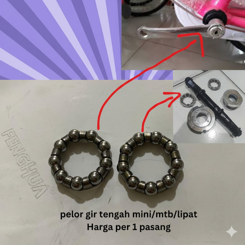 PACIFIC SP-D611 Pelor/Gotri Steel Ball Sarang As Gir Tengah bb kotak Sepeda Mini Lipat MTB 1/4X9 1 P