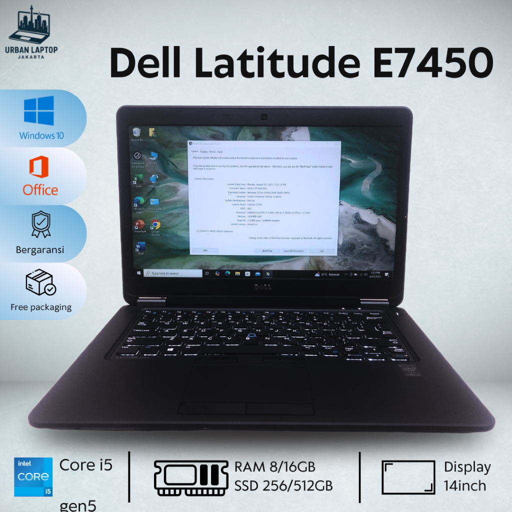 Dell Latitude E7450 Core i5 Gen5 16/512GB Garansi Toko 30 Hari Laptop Ringkas & Andal Cocok untuk Ke