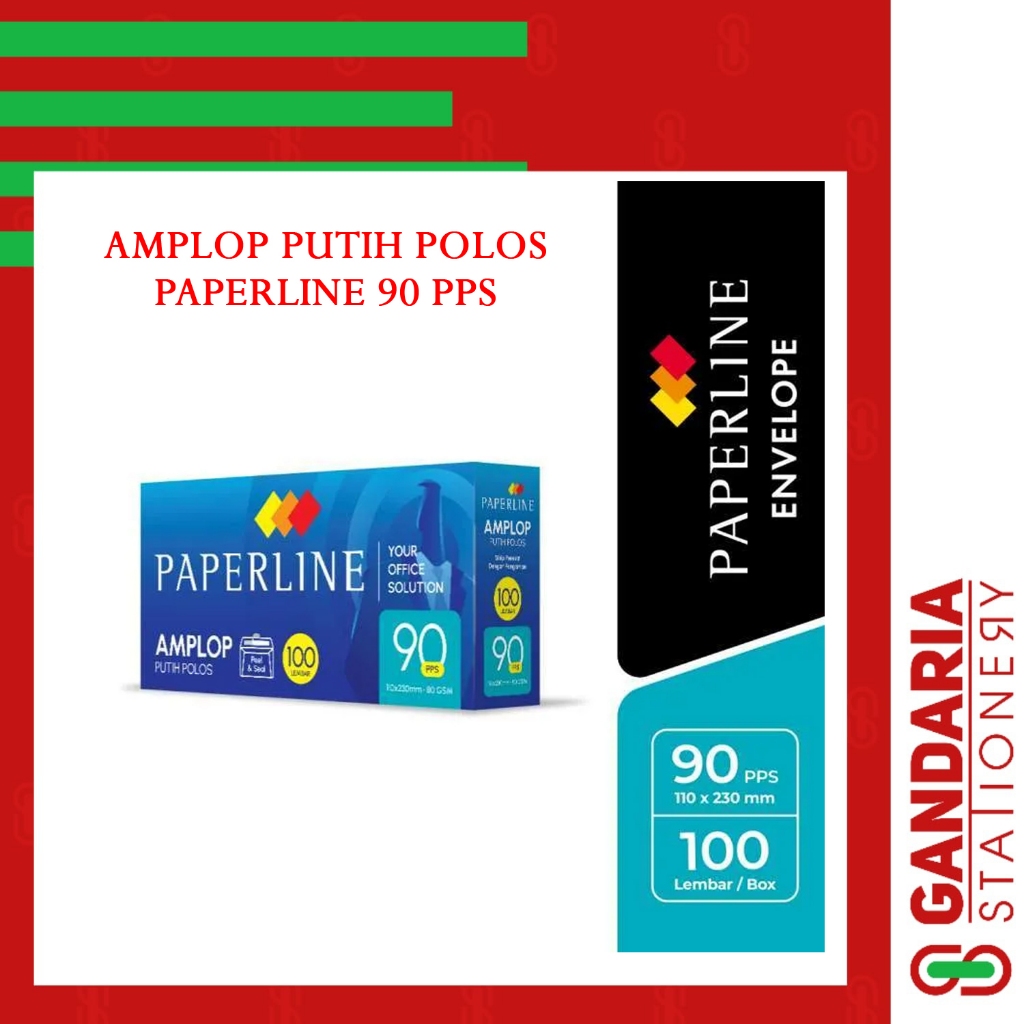 PAPERLINE Amplop Putih Polos Panjang 90 pps - isi 100
