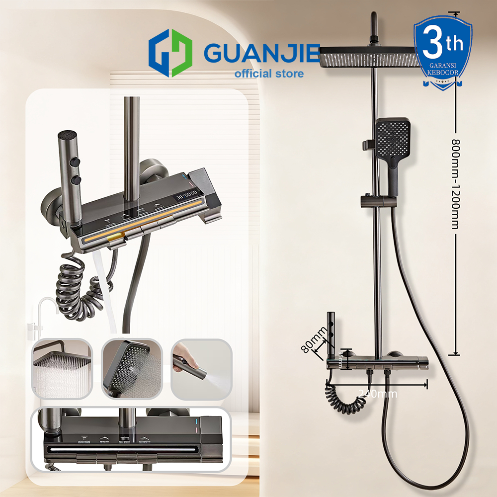 GUANJIE - shower kamar mandi satu set + keran shower + set shower bathtub stainless steel - set bata