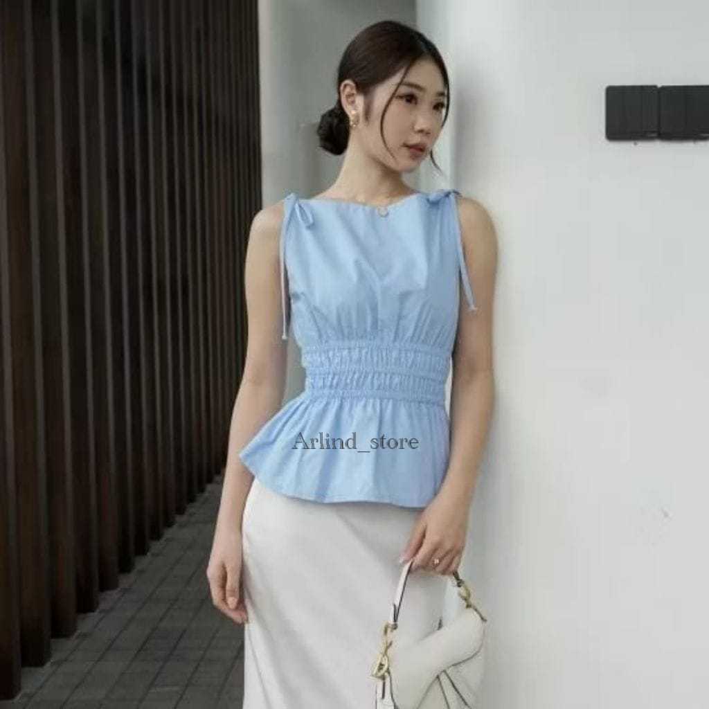 Amely Blouse - blouse wanita korean style//atasan wanita bahan satin kasual blouse