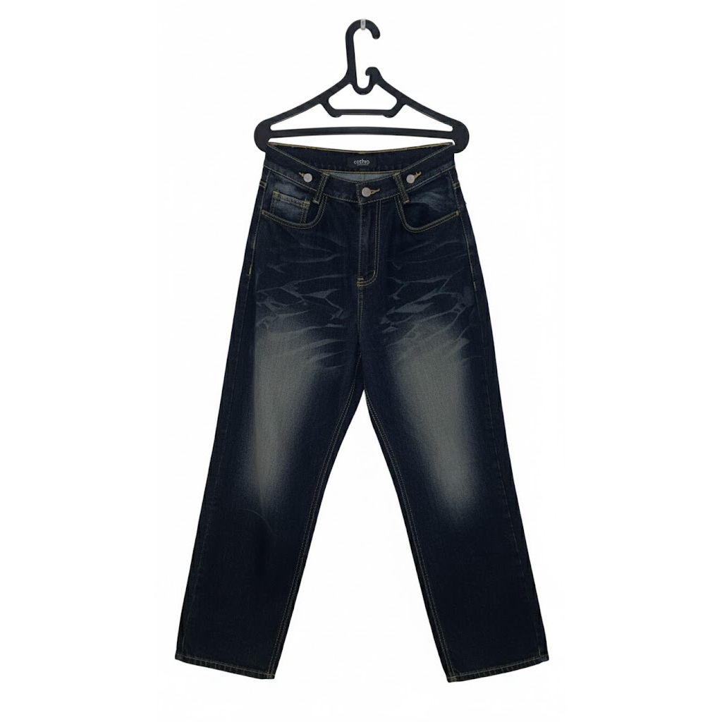 CATHA - Black Line Up Washed Jeans - Small(S), Baggy Original