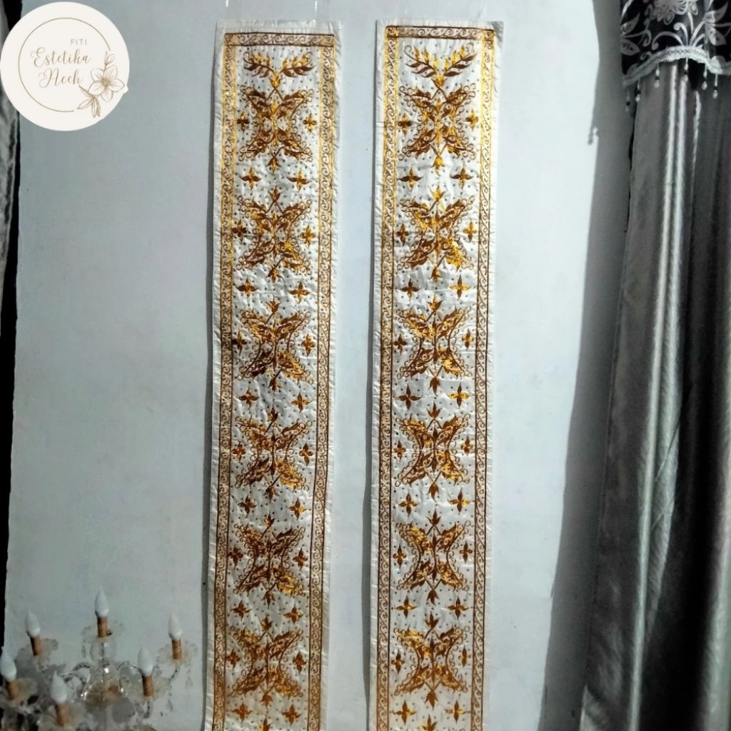 KASAP TIANG PELAMINAN ACEH MOTIF PINTU ACEH SEPASANG/DEKORASI PELAMINAN ACEH
