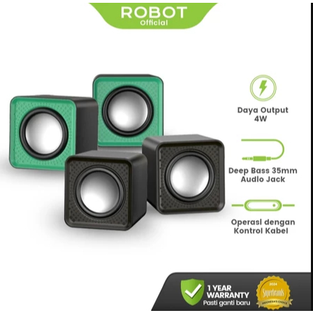 ROBOT RS260 Speaker Komputer Mini 4W Deep Bass - Speaker Laptop Gaming Portable USB 3.5mm