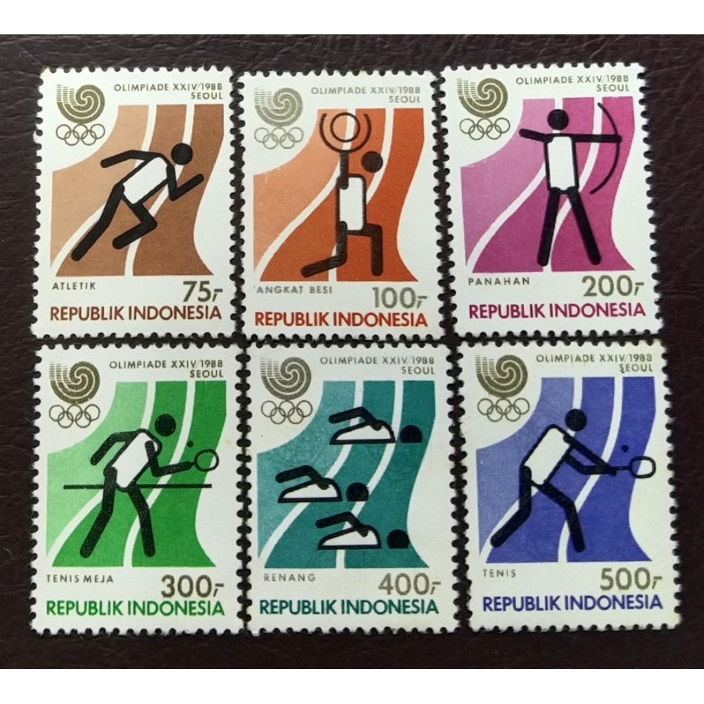 Prangko Lawas RI Set Lengkap Olimpiade XXIV Seoul 1988