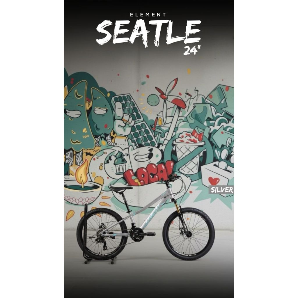 Sepeda gunung MTB Element Seatle 24"  3x7SP Alloy