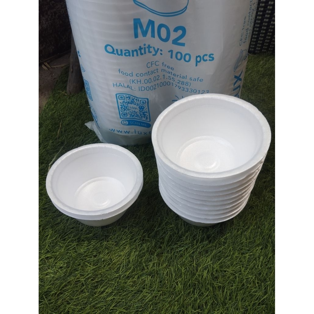 (100pcs) Styrofoam Mangkok Bakso (MO2) Diameter 14,6cm ( LUX) /Sterofoam Mangkok (Harga sudah termas