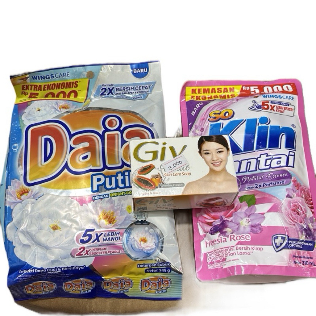 (C3) COMBO HEMAT DAIA 245gr , Sabun Giv Batang, Soklin Lantai 310ml