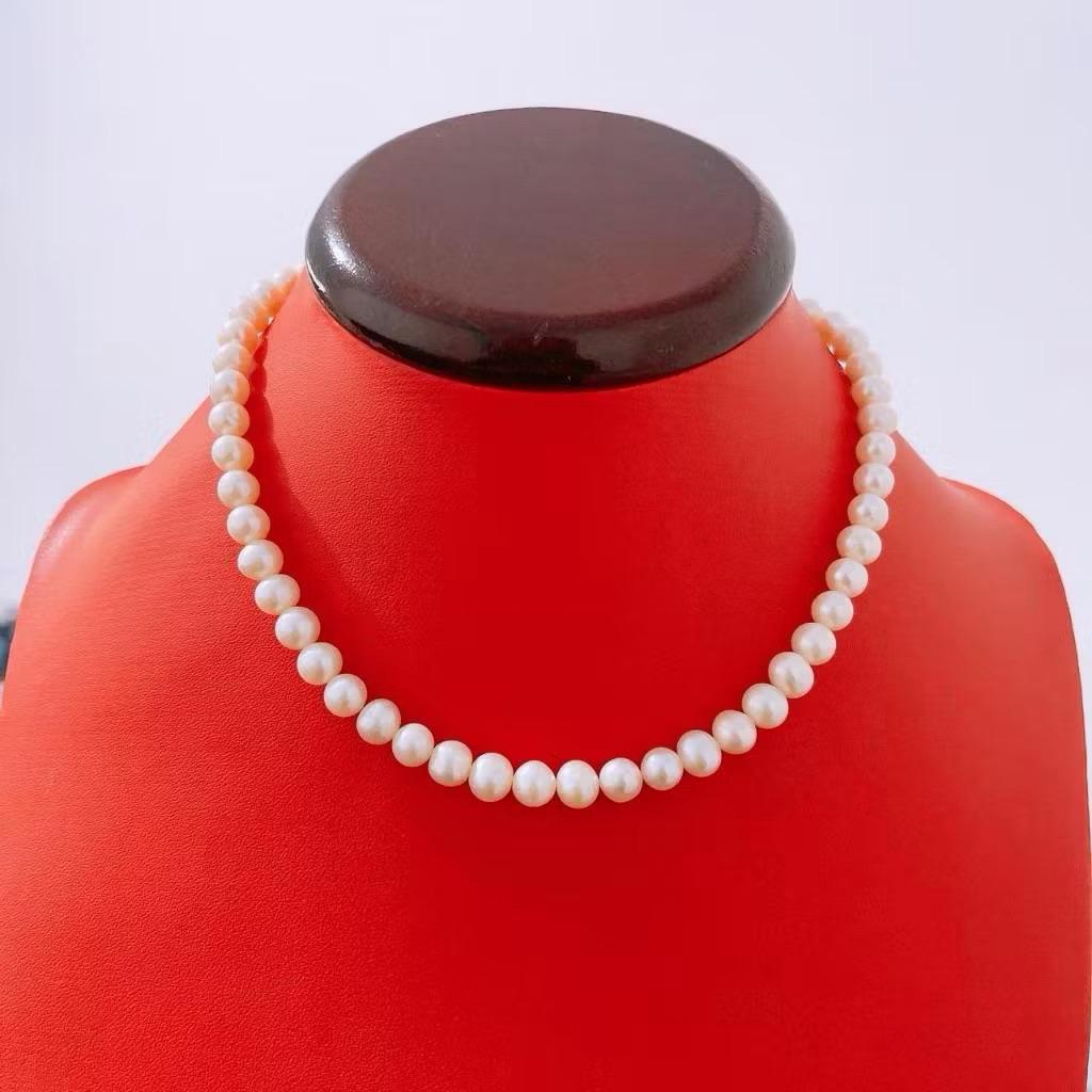 Set Kalung dan Giwang Mutiara Putih Mutiara Asli Air Tawar Bersertifikat Asli