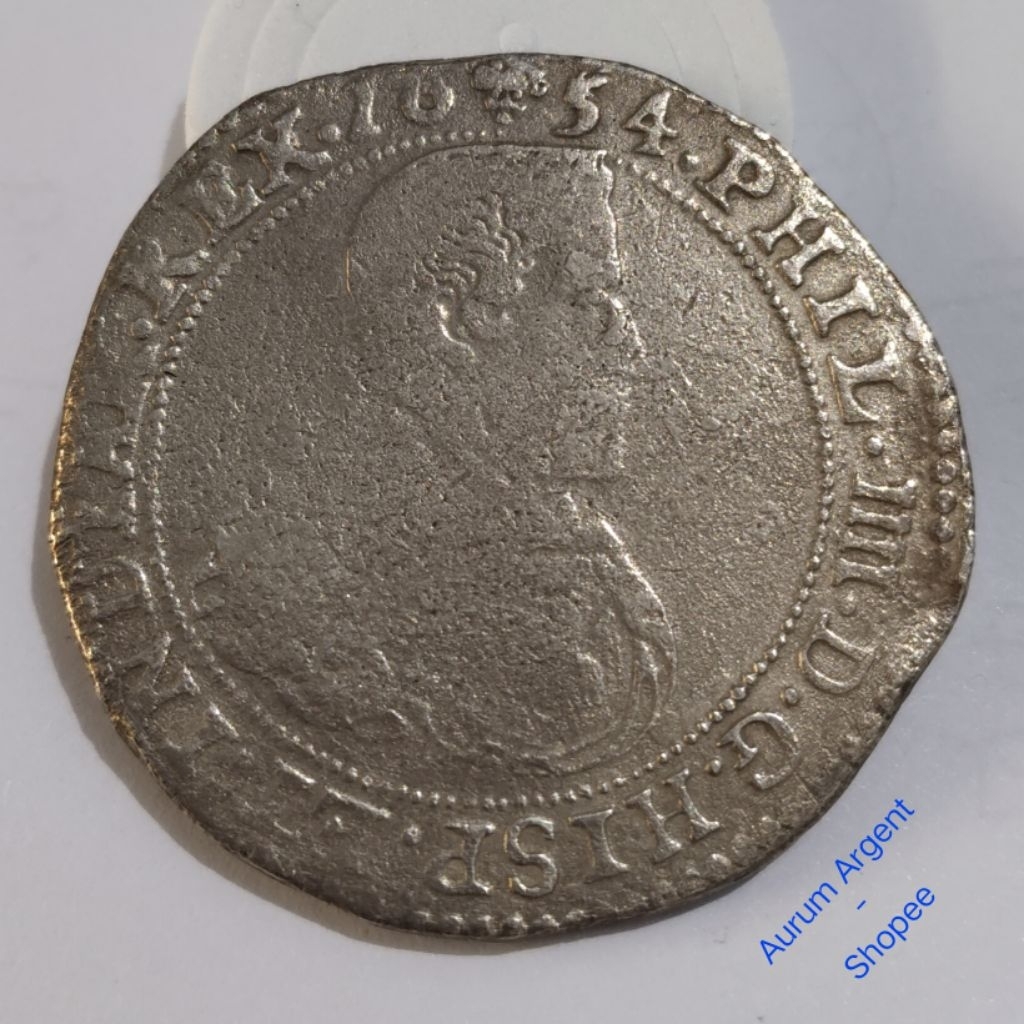 AB.53-- 1 PC KOIN PERAK KUNO ASLI DUCATON PHILIP IIII TH 1654. --  SILVER COIN --