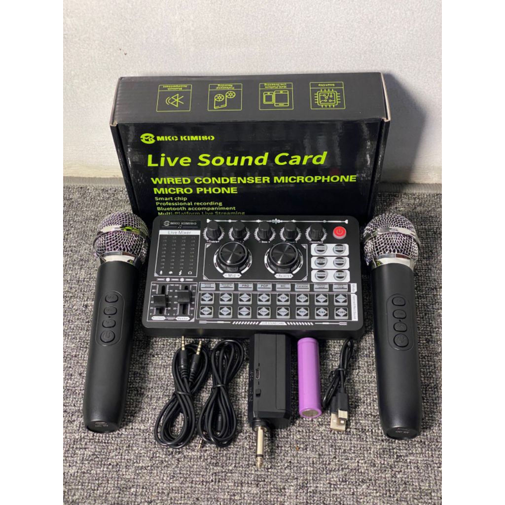 alat karaoke plus 2 mic wireless audio USB mixser bluetooth