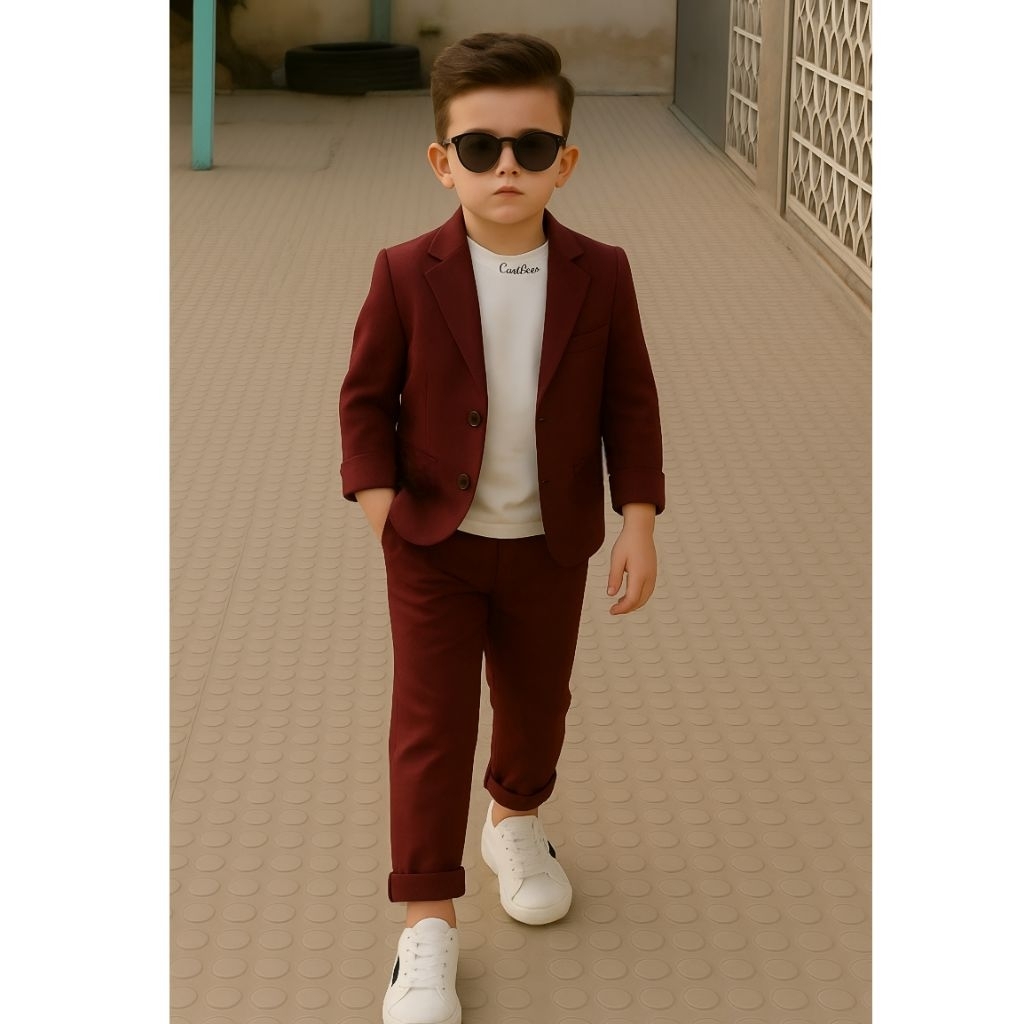 3in1 Set Hubo Setelan Jass Anak Formal Set Blazer Kids Baju 1 Setel Kaos + Blazer + Celana Anak Laki