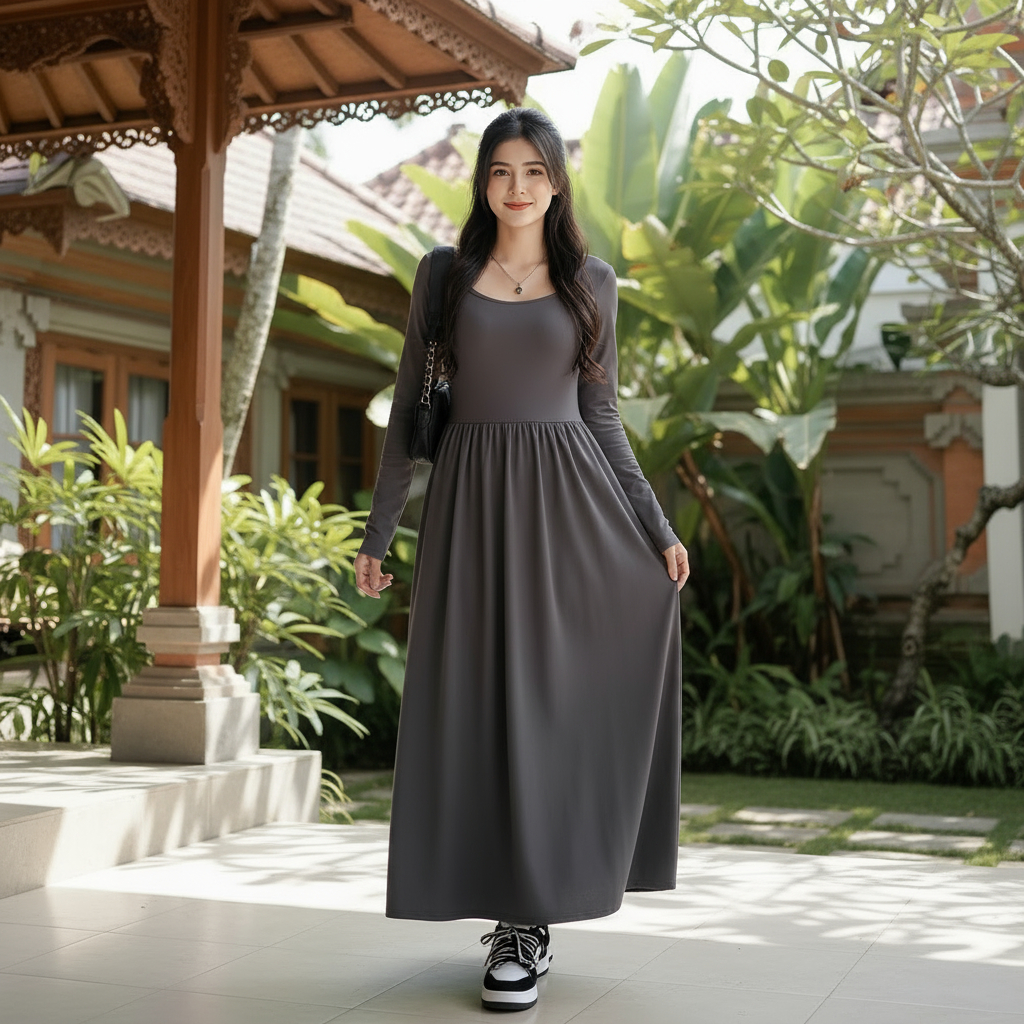 dress korean dress fit body panjang dress panjang korea style wanita dress korean style wanita K009