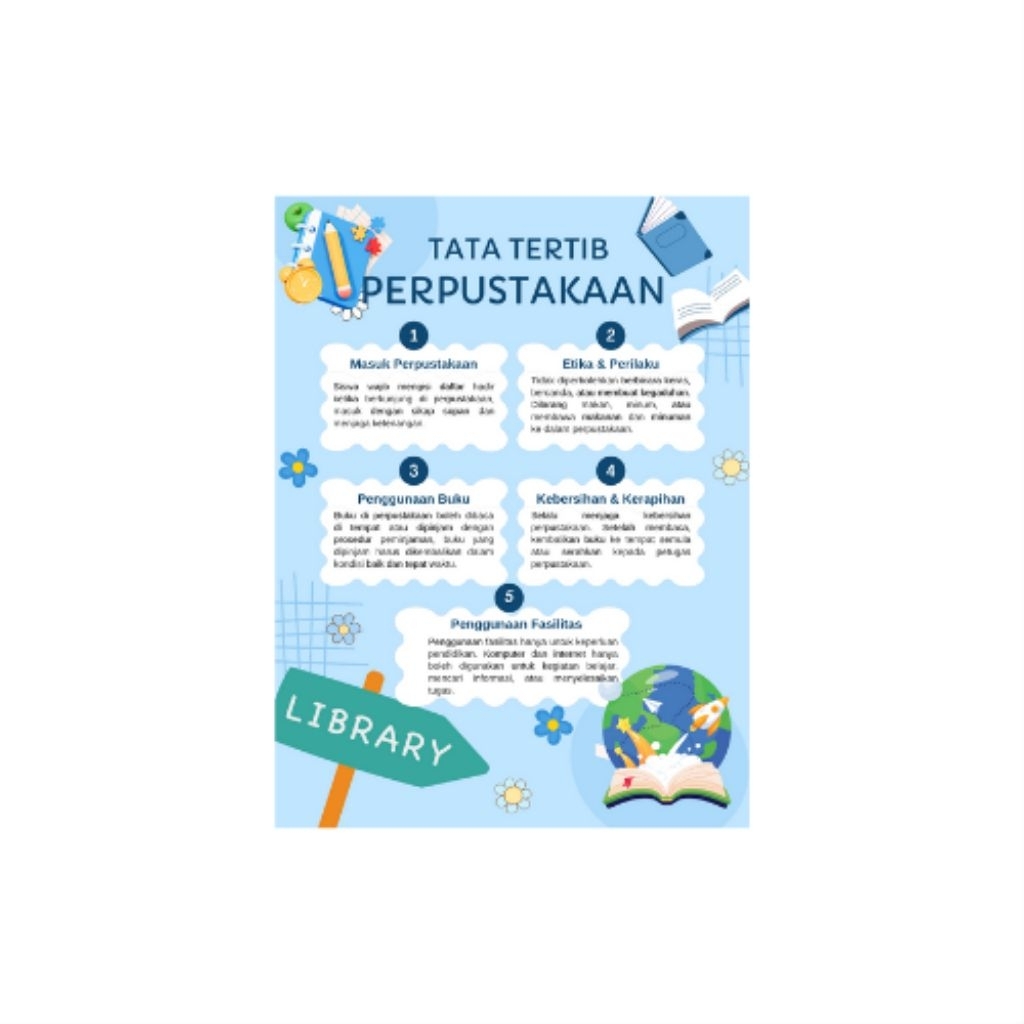 Tata tertib perpustakaan | HIASAN KELAS | DEKORASI KELAS