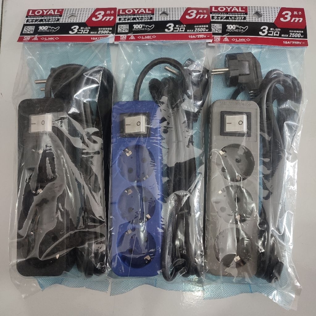 LOYAL Stop Kontak Colokan Listrik 3Lubang 3M Loyal Osaka