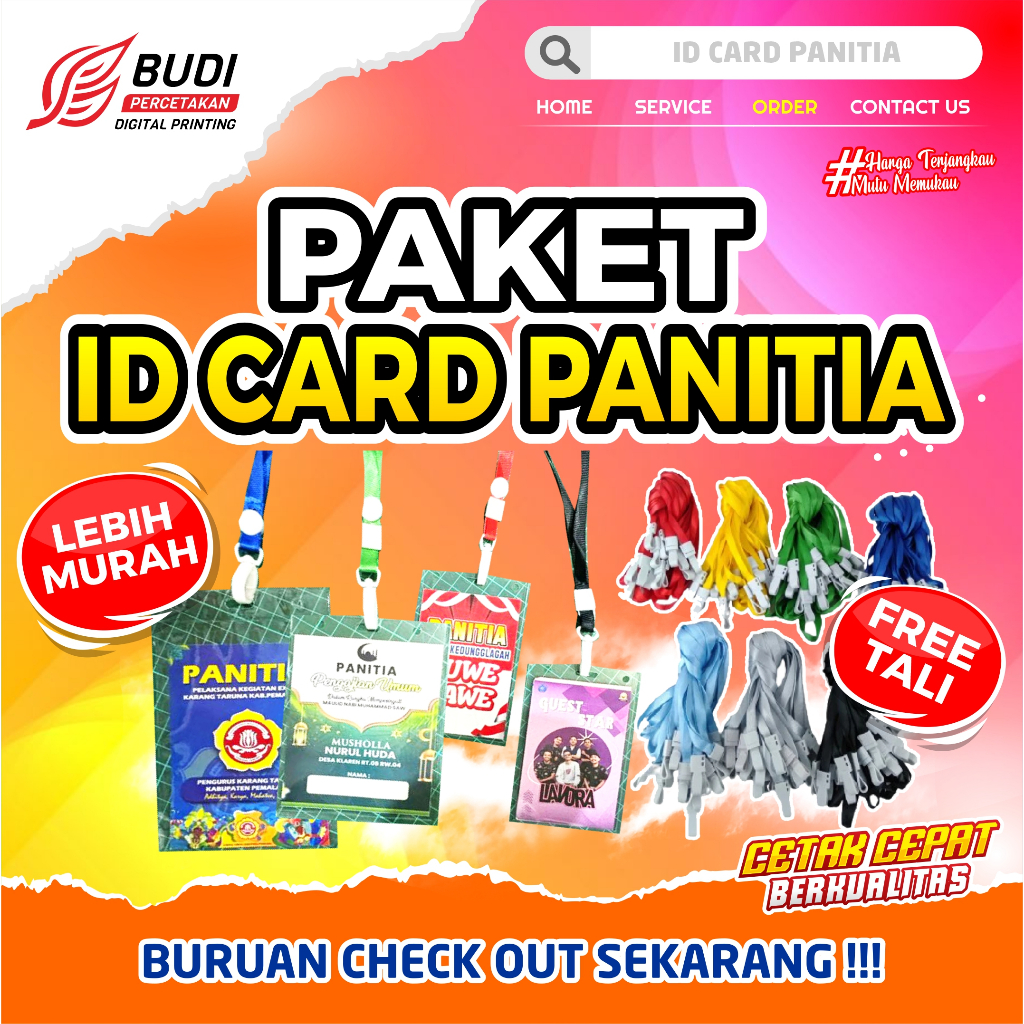 Name Tag panitia + Tali / id card mika tali / id card custom / mika panitia / paket id card mika mur