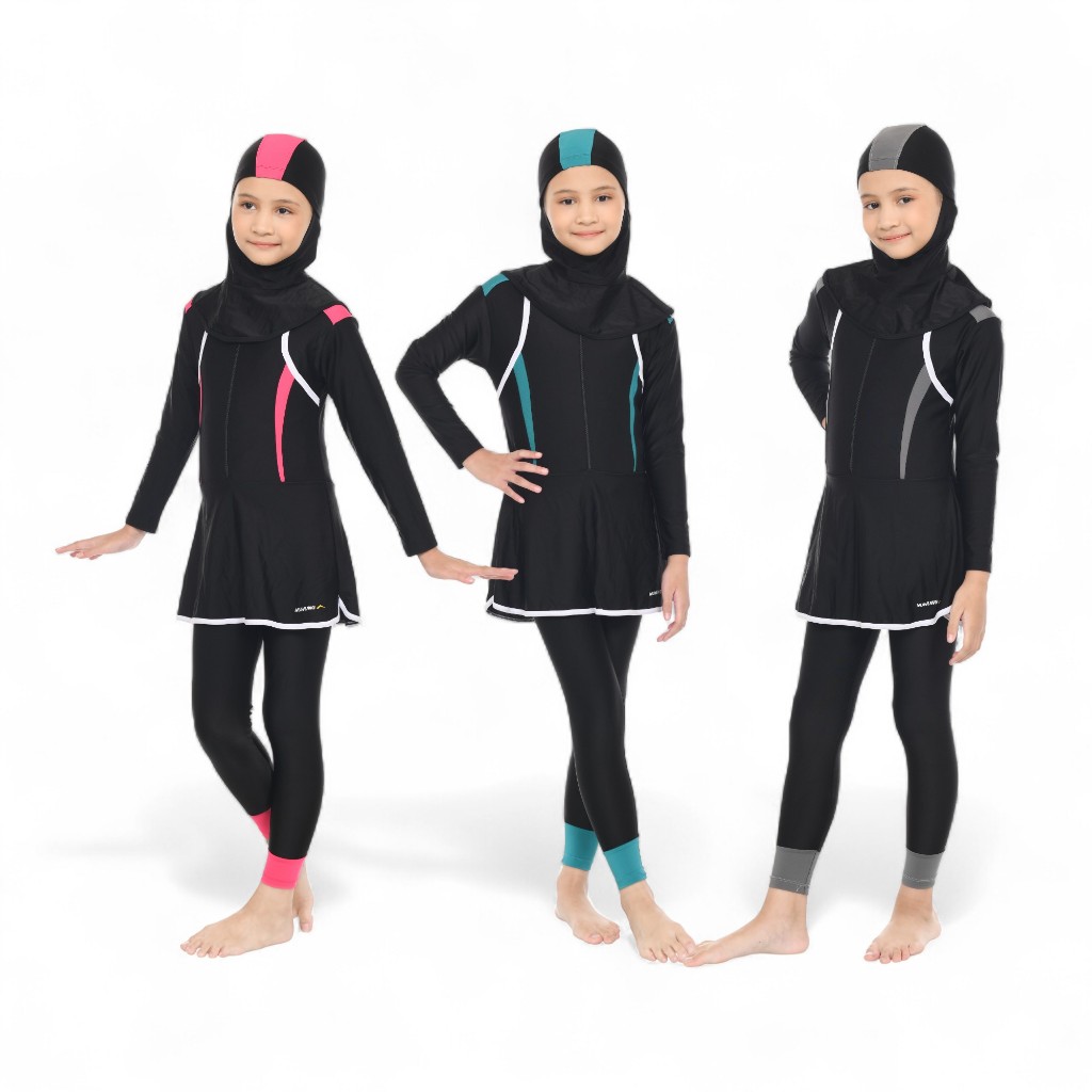 WUWUNGMAS - Baju Renang Anak Muslimah Hijab Spandex Lycra Premium