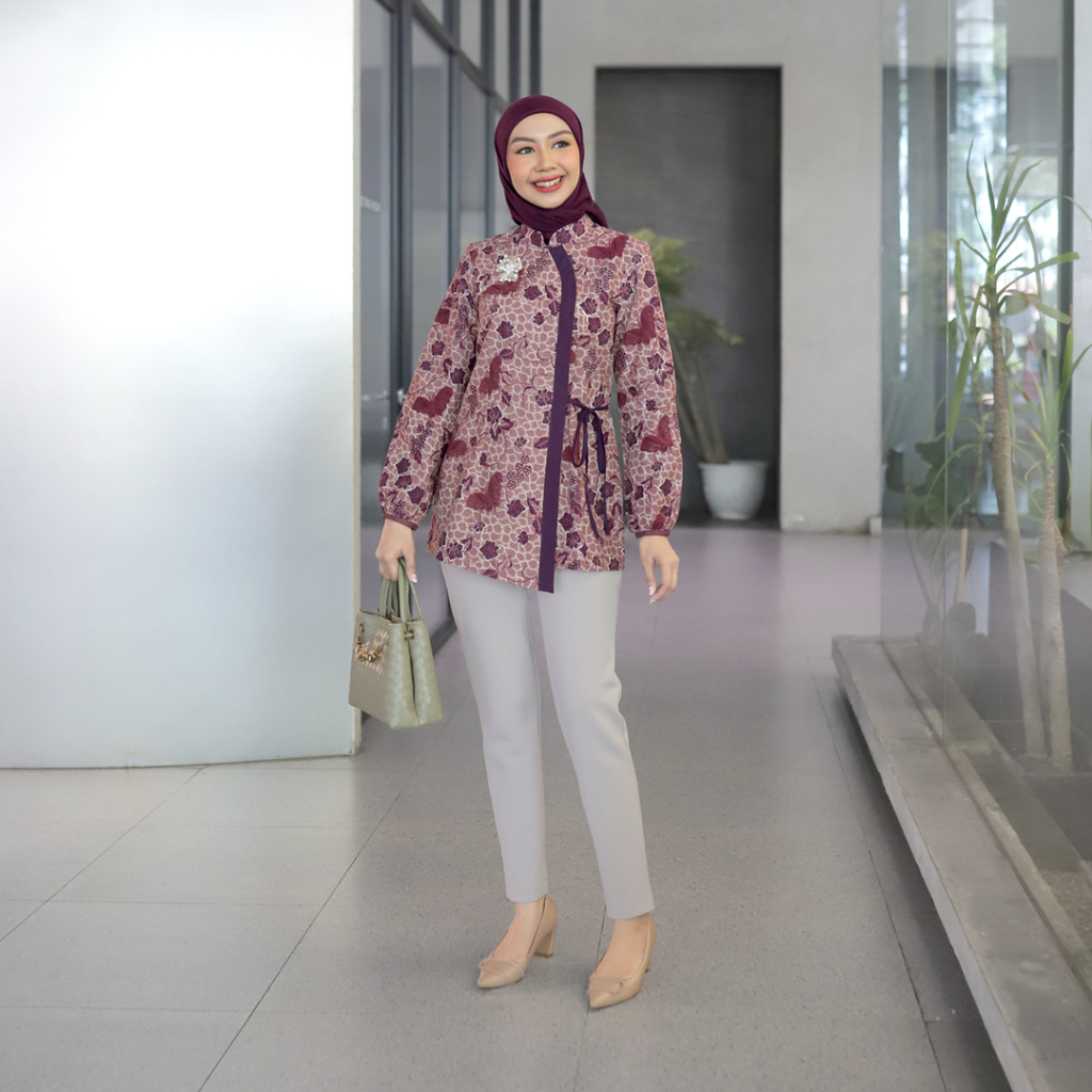 BELI RAMAYA Blouse Batik Wanita Modern Batik Kerja Kantor Wanita BELI