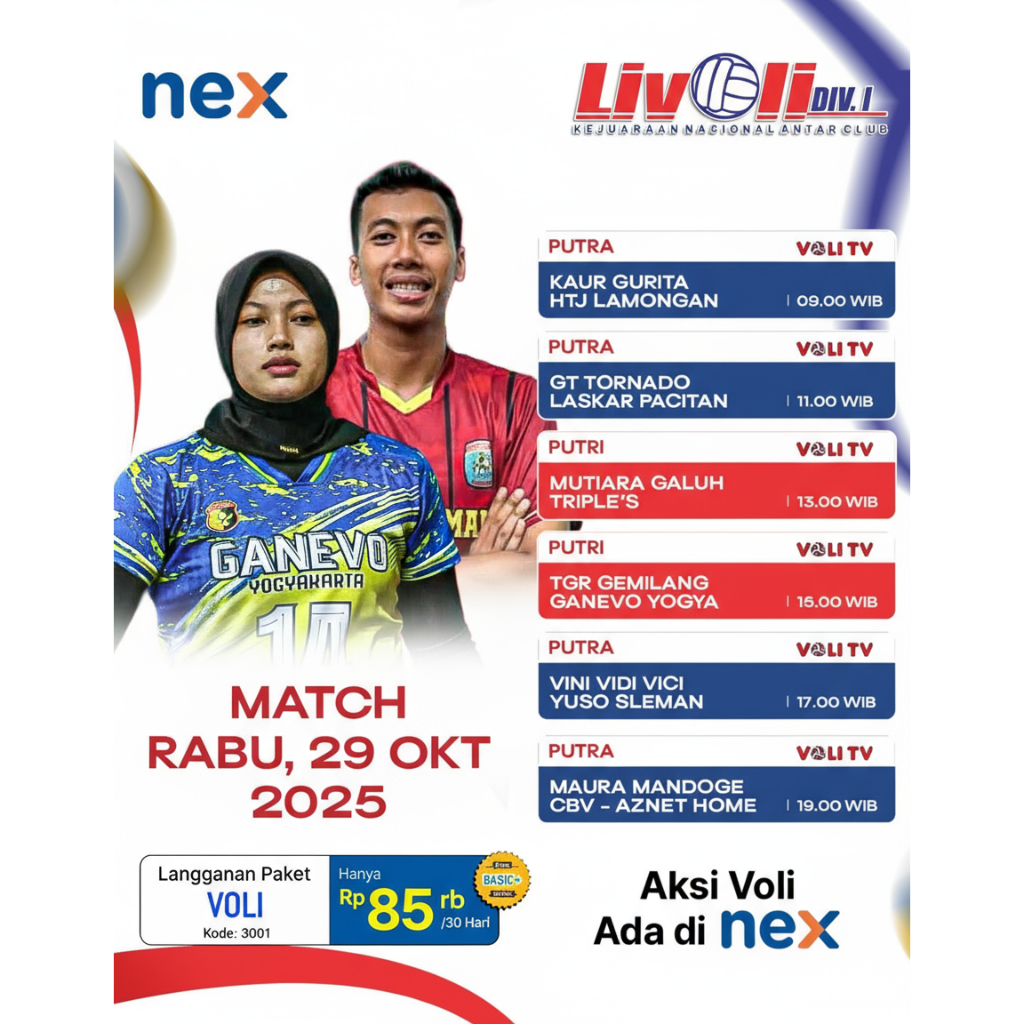 Dekoder Perangkat Receiver Nex Parabola Paket Voli Volleyball | Paket Champions | Paket Badminton (B