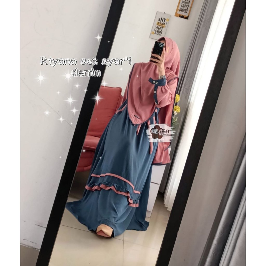 RIYANA SET SYARI ATHATA, GAMIS SET HIJAB, GAMIS ITY CREPE