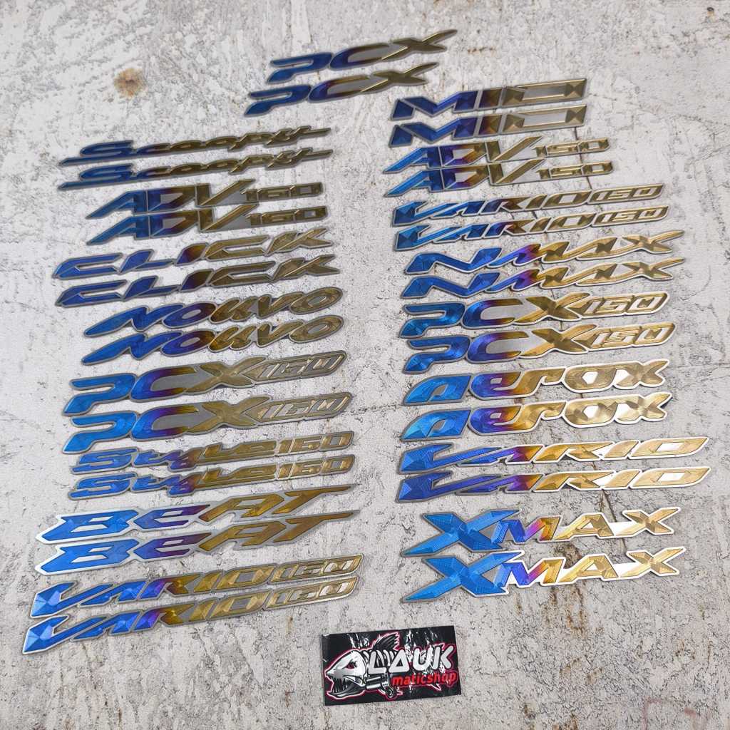 LOGO EMBLEM BODY TITANIUM ORIGINAL VIET VARIO CLICK PCX NMAX AEROX DLL / EMBLEM BODI TITANIUM