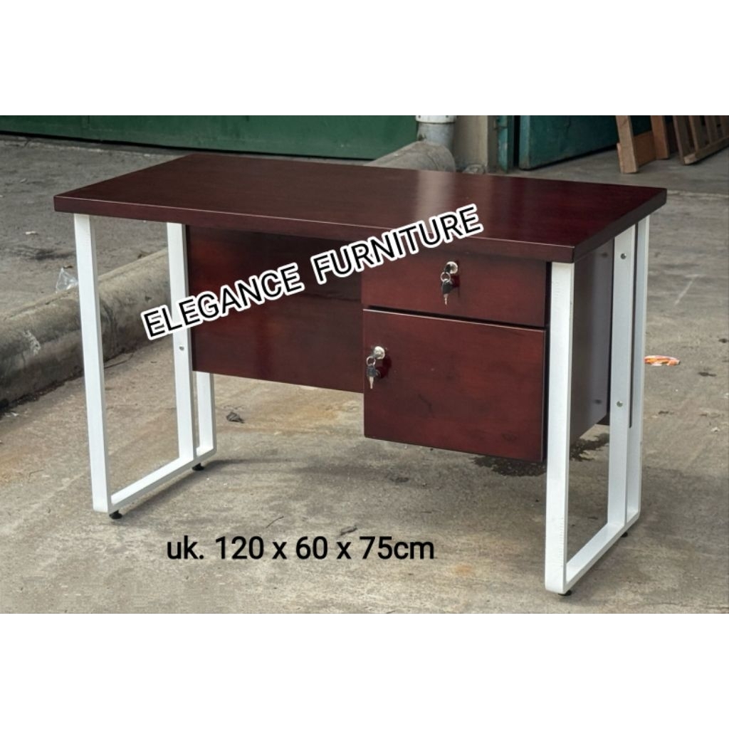 Meja Kantor KAYU Kaki Besi / Meja Tulis KAYU Kaki Besi PEKANBARU saja