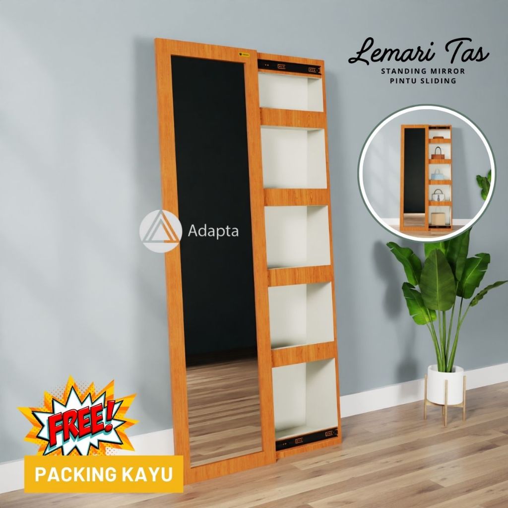 Adapta-Lemari Tas Kombinasi Cermin Full Body-Standing Mirror Lemari Tas Multifungsi-TALIA-A16