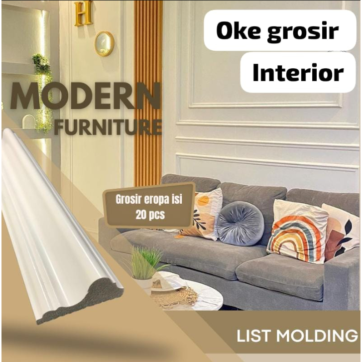 20 Pcs - Molding dinding pvc Lebar 4cm x 3meter harga grosir/list molding pvc premium/molding dindin