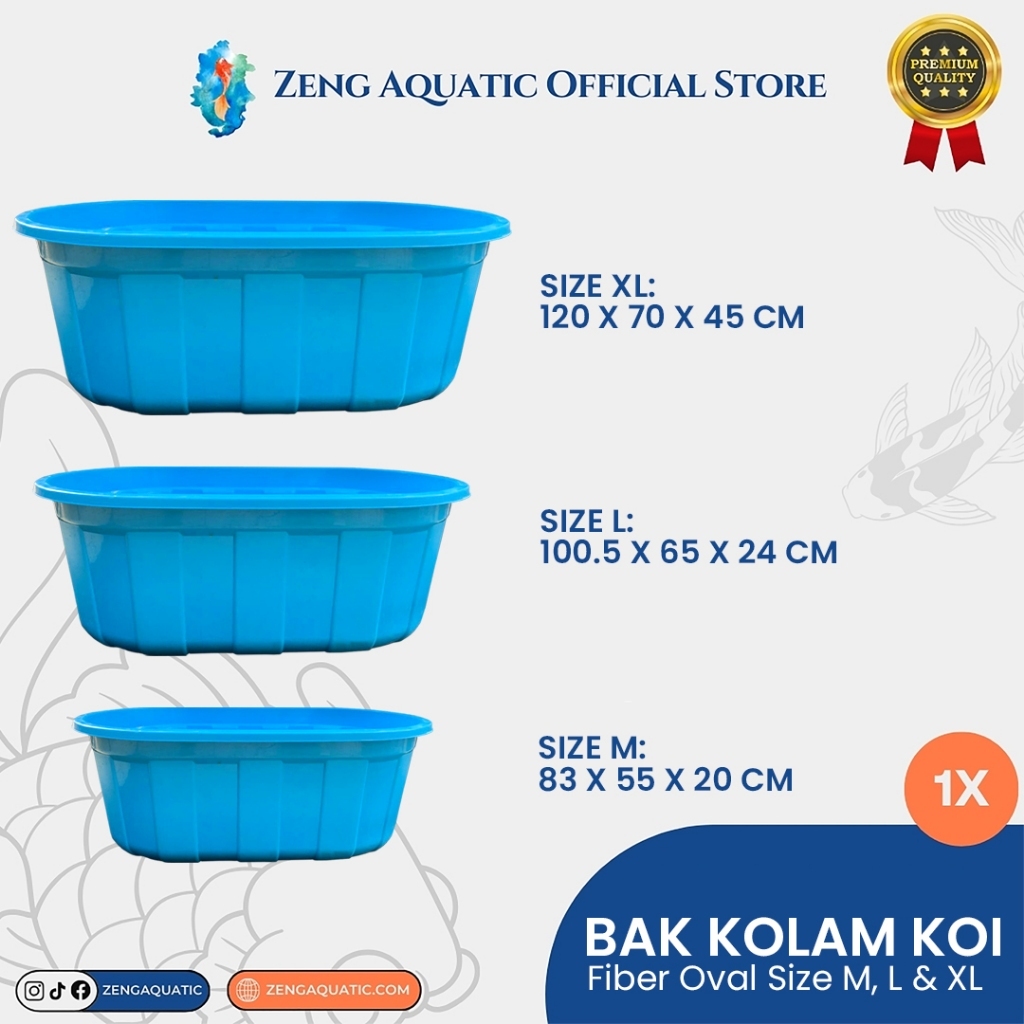 Bak Karantina Koi Jumbo Fiber Tebal Anti Pecah – Bak Ukur Ikan Koi Oval Size S