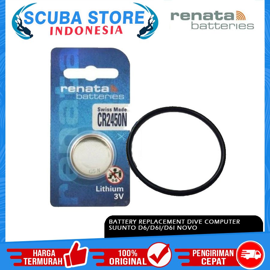 CR2450 Battery Replacement Kit Renata Dive Comp Suunto D6/D6I Novo Smartwatch Baterai Jam Tangan Sel