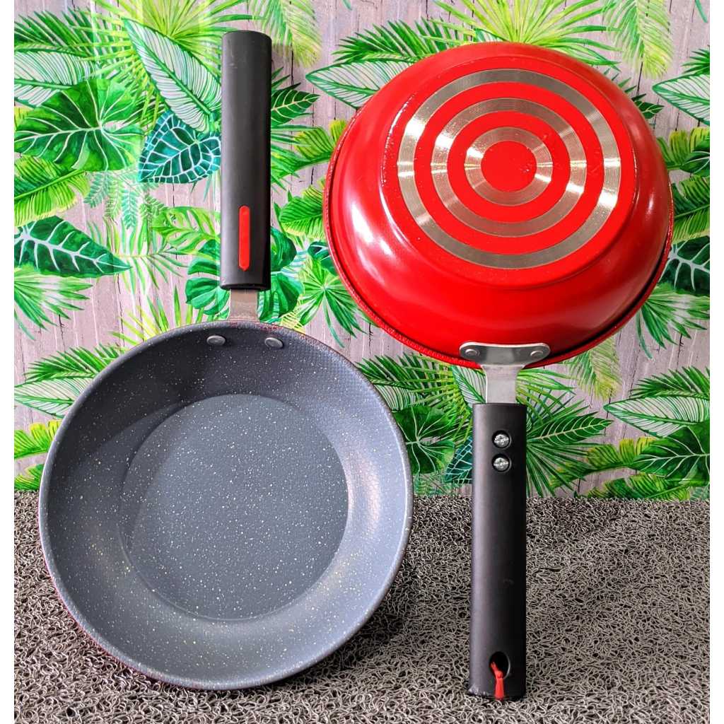 FRYPAN TEBAL COLOR MERAH 22 A075 SND /WAJAN TEFLON OGO UK 20 MASAK / TUMIS / OSENG / TEFLON UGO 20 C