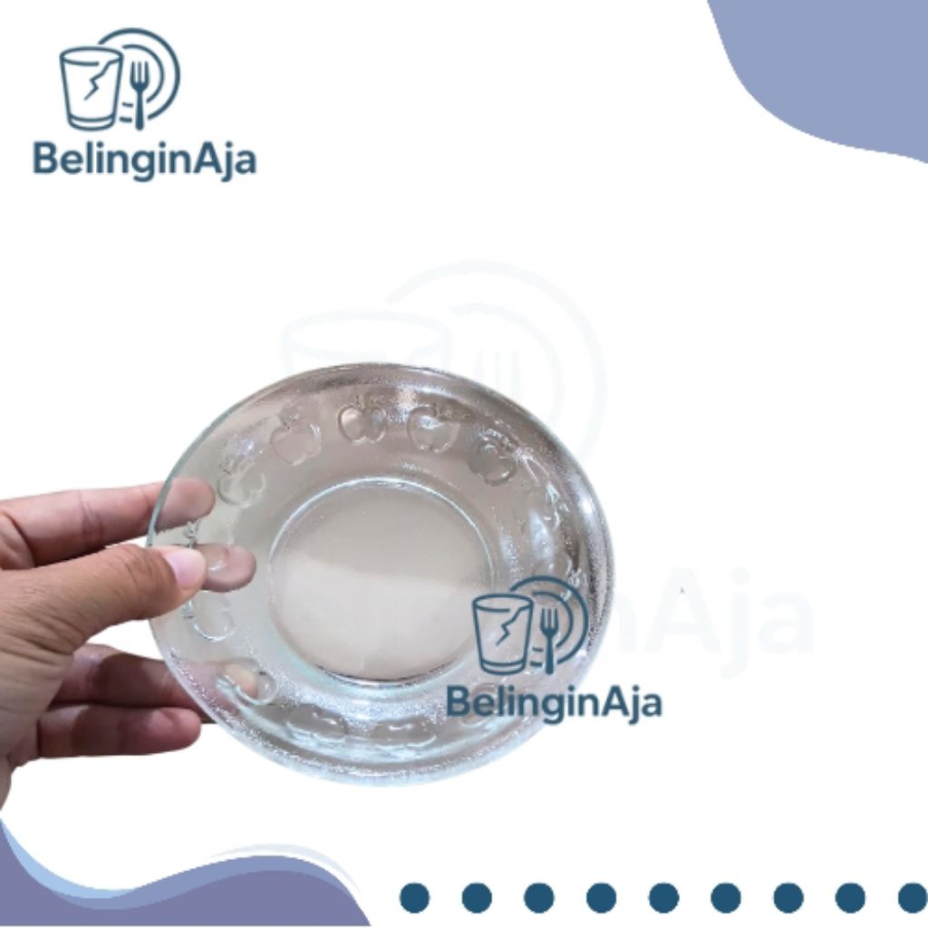Lepek Kaca Bening Motif 12cm Isi 6 – Tatakan Gelas / Lepek Kopi / Piring Kecil Serbaguna