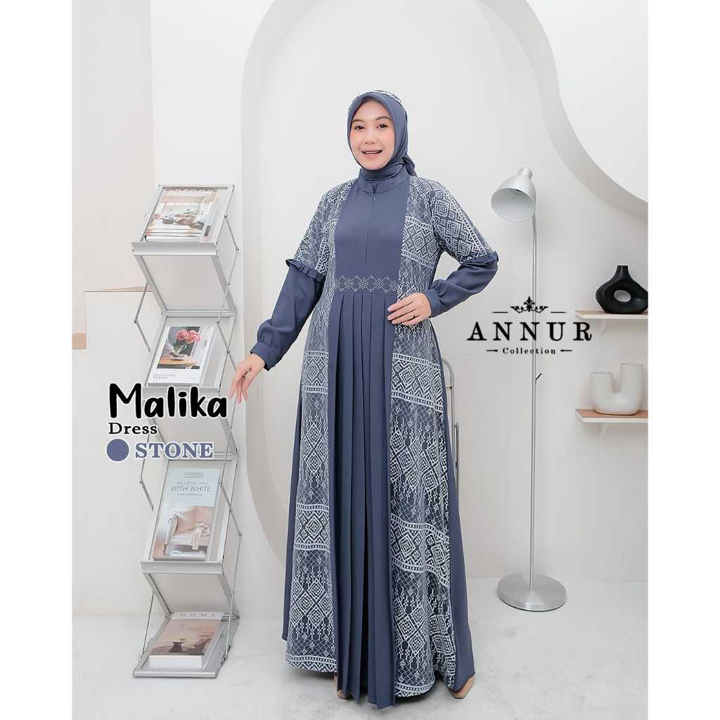Malika dress Annur, Malika Dress Brukat Yora Premium, Gamis Brukat, Gamis Yora Mix Brokat
