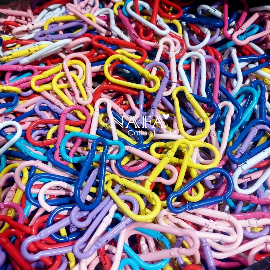 15pcs Kait Ring Carabiner Ganci Keychain Mix Warna