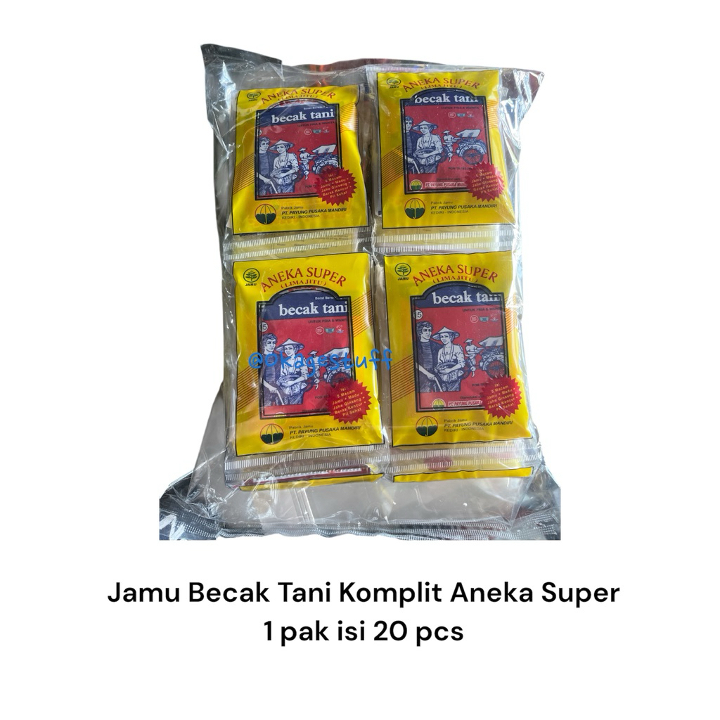 Jamu Becak Tani komplit aneka Super (Lima Jitu) 1 pak isi 20 sachet