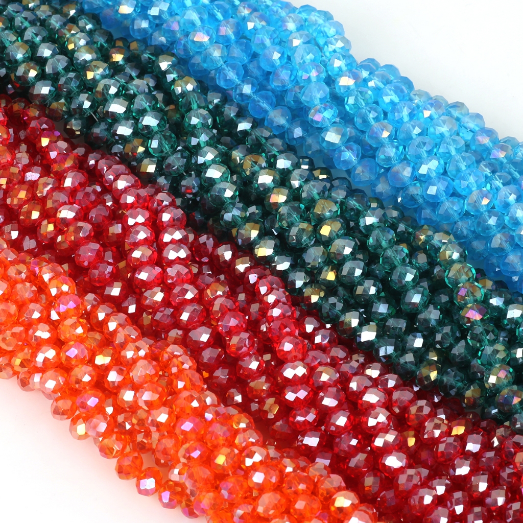 Manik Kristal Bulat 2/3/4/6/8mm Warna-Warni, untuk Aksesori DIY Pembuatan Gelang, Kalung dan Perhias