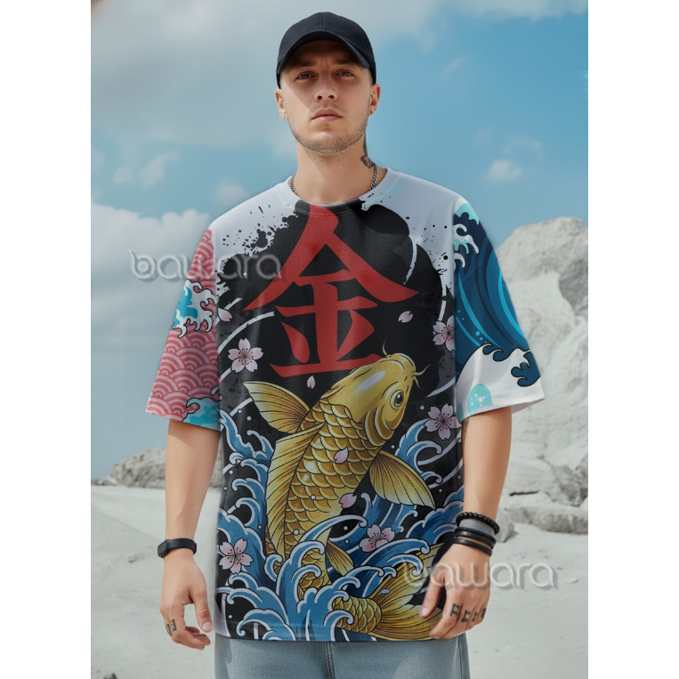 Kaos Oversize Full Print Ikan Mas - Kaos Fullprint 3D Pria & Wanita Modern Terbaru yang Kekinian